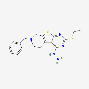 (11-benzyl-5-ethylsulfanyl-8-thia-4,6,11-triazatricyclo[7.4.0.02,7]trideca-1(9),2,4,6-tetraen-3-yl)hydrazine