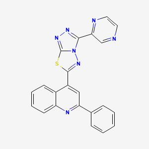 molecular formula C22H13N7S B10864496 2-Phenyl-4-[3-(pyrazin-2-yl)[1,2,4]triazolo[3,4-b][1,3,4]thiadiazol-6-yl]quinoline 