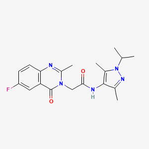 molecular formula C19H22FN5O2 B10864510 N-[3,5-dimethyl-1-(propan-2-yl)-1H-pyrazol-4-yl]-2-(6-fluoro-2-methyl-4-oxoquinazolin-3(4H)-yl)acetamide 