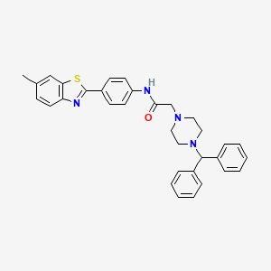 molecular formula C33H32N4OS B10864602 2-[4-(diphenylmethyl)piperazin-1-yl]-N-[4-(6-methyl-1,3-benzothiazol-2-yl)phenyl]acetamide 