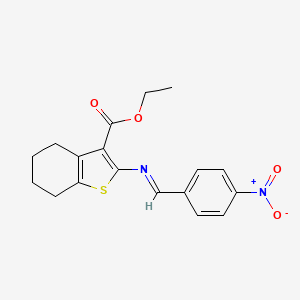 molecular formula C18H18N2O4S B10864608 ethyl 2-{[(E)-(4-nitrophenyl)methylidene]amino}-4,5,6,7-tetrahydro-1-benzothiophene-3-carboxylate 