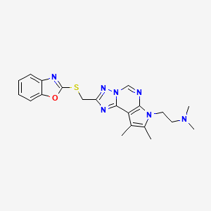 molecular formula C21H23N7OS B10864643 2-{2-[(1,3-benzoxazol-2-ylsulfanyl)methyl]-8,9-dimethyl-7H-pyrrolo[3,2-e][1,2,4]triazolo[1,5-c]pyrimidin-7-yl}-N,N-dimethylethanamine 