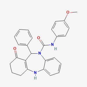 molecular formula C27H25N3O3 B10864730 N-(4-methoxyphenyl)-1-oxo-11-phenyl-1,2,3,4,5,11-hexahydro-10H-dibenzo[b,e][1,4]diazepine-10-carboxamide 