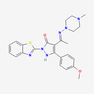 (4Z)-2-(1,3-benzothiazol-2-yl)-5-(4-methoxyphenyl)-4-{1-[(4-methylpiperazin-1-yl)amino]ethylidene}-2,4-dihydro-3H-pyrazol-3-one