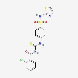 molecular formula C17H13ClN4O3S3 B10864791 2-chloro-N-{[4-(1,3-thiazol-2-ylsulfamoyl)phenyl]carbamothioyl}benzamide 