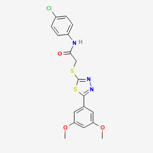 molecular formula C18H16ClN3O3S2 B10864797 N-(4-chlorophenyl)-2-{[5-(3,5-dimethoxyphenyl)-1,3,4-thiadiazol-2-yl]sulfanyl}acetamide 