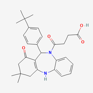 molecular formula C29H34N2O4 B10864841 4-[11-(4-tert-butylphenyl)-3,3-dimethyl-1-oxo-1,2,3,4,5,11-hexahydro-10H-dibenzo[b,e][1,4]diazepin-10-yl]-4-oxobutanoic acid 