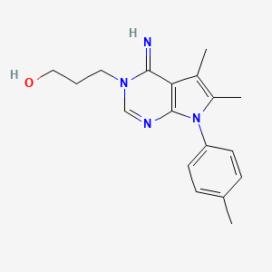 molecular formula C18H22N4O B10864859 3-[4-imino-5,6-dimethyl-7-(4-methylphenyl)-4,7-dihydro-3H-pyrrolo[2,3-d]pyrimidin-3-yl]propan-1-ol 