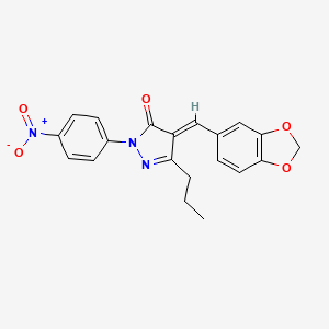 (4E)-4-(1,3-benzodioxol-5-ylmethylidene)-2-(4-nitrophenyl)-5-propyl-2,4-dihydro-3H-pyrazol-3-one