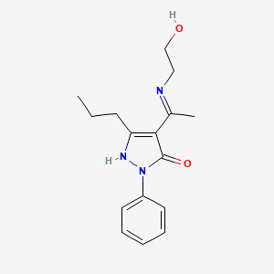 molecular formula C16H21N3O2 B10864916 (4Z)-4-{1-[(2-hydroxyethyl)amino]ethylidene}-2-phenyl-5-propyl-2,4-dihydro-3H-pyrazol-3-one 