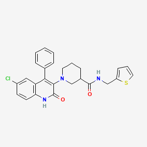 1-(6-chloro-2-oxo-4-phenyl-1,2-dihydroquinolin-3-yl)-N-(thiophen-2-ylmethyl)piperidine-3-carboxamide