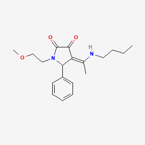 (4Z)-4-[1-(butylamino)ethylidene]-1-(2-methoxyethyl)-5-phenylpyrrolidine-2,3-dione