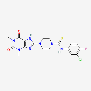 molecular formula C18H19ClFN7O2S B10864973 N-(3-chloro-4-fluorophenyl)-4-(1,3-dimethyl-2,6-dioxo-2,3,6,7-tetrahydro-1H-purin-8-yl)piperazine-1-carbothioamide 