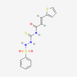 molecular formula C14H13N3O3S3 B10864989 (2E)-N-{[2-(phenylsulfonyl)hydrazinyl]carbonothioyl}-3-(thiophen-2-yl)prop-2-enamide 