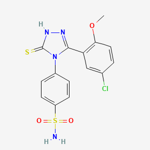 molecular formula C15H13ClN4O3S2 B10865011 4-[3-(5-chloro-2-methoxyphenyl)-5-sulfanyl-4H-1,2,4-triazol-4-yl]benzenesulfonamide 