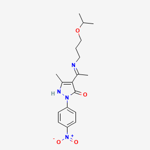 molecular formula C18H24N4O4 B10865031 (4Z)-5-methyl-2-(4-nitrophenyl)-4-(1-{[3-(propan-2-yloxy)propyl]amino}ethylidene)-2,4-dihydro-3H-pyrazol-3-one 