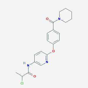 molecular formula C20H22ClN3O3 B10865058 2-Chloro-N-{6-[4-(piperidinocarbonyl)phenoxy]-3-pyridyl}propanamide 