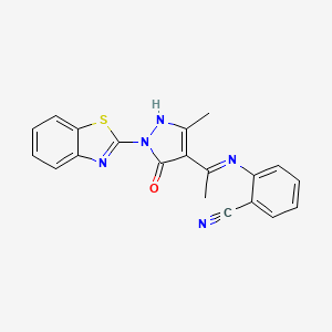 2-({(1Z)-1-[1-(1,3-benzothiazol-2-yl)-3-methyl-5-oxo-1,5-dihydro-4H-pyrazol-4-ylidene]ethyl}amino)benzonitrile