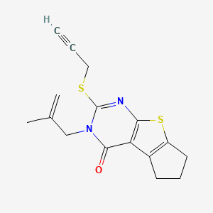 molecular formula C16H16N2OS2 B10865080 3-(2-Methylallyl)-2-(2-propynylsulfanyl)-3,5,6,7-tetrahydro-4H-cyclopenta[4,5]thieno[2,3-D]pyrimidin-4-one 