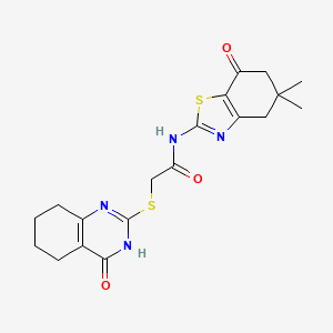 N-(5,5-dimethyl-7-oxo-4,5,6,7-tetrahydro-1,3-benzothiazol-2-yl)-2-[(4-oxo-3,4,5,6,7,8-hexahydroquinazolin-2-yl)sulfanyl]acetamide