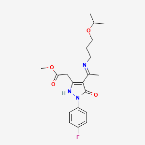 molecular formula C20H26FN3O4 B10865135 methyl [(4Z)-1-(4-fluorophenyl)-5-oxo-4-(1-{[3-(propan-2-yloxy)propyl]amino}ethylidene)-4,5-dihydro-1H-pyrazol-3-yl]acetate 