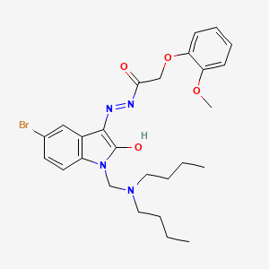 N'-{(3Z)-5-bromo-1-[(dibutylamino)methyl]-2-oxo-1,2-dihydro-3H-indol-3-ylidene}-2-(2-methoxyphenoxy)acetohydrazide