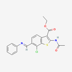 molecular formula C20H17ClN2O3S B10865158 ethyl 2-(acetylamino)-7-chloro-6-[(E)-(phenylimino)methyl]-1-benzothiophene-3-carboxylate 