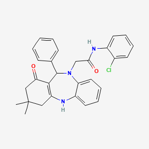 molecular formula C29H28ClN3O2 B10865205 N-(2-chlorophenyl)-2-(3,3-dimethyl-1-oxo-11-phenyl-1,2,3,4,5,11-hexahydro-10H-dibenzo[b,e][1,4]diazepin-10-yl)acetamide 