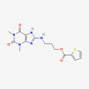 3-[(1,3-dimethyl-2,6-dioxo-2,3,6,7-tetrahydro-1H-purin-8-yl)amino]propyl thiophene-2-carboxylate