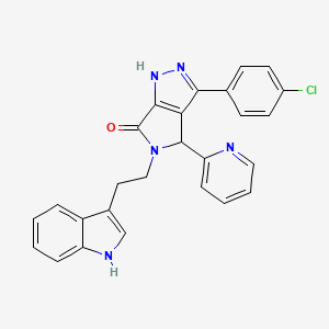 molecular formula C26H20ClN5O B10865250 3-(4-chlorophenyl)-5-[2-(1H-indol-3-yl)ethyl]-4-(pyridin-2-yl)-4,5-dihydropyrrolo[3,4-c]pyrazol-6(1H)-one 