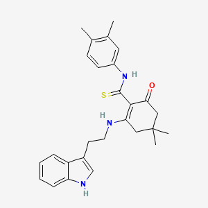 N-(3,4-dimethylphenyl)-2-{[2-(1H-indol-3-yl)ethyl]amino}-4,4-dimethyl-6-oxocyclohex-1-ene-1-carbothioamide