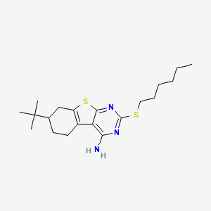 molecular formula C20H31N3S2 B10865285 7-Tert-butyl-2-(hexylsulfanyl)-5,6,7,8-tetrahydro[1]benzothieno[2,3-d]pyrimidin-4-amine 