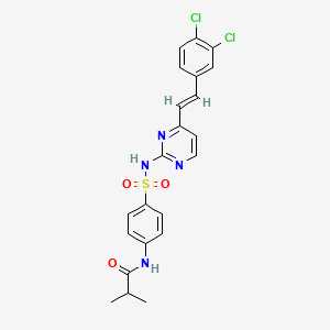 molecular formula C22H20Cl2N4O3S B10865312 N-[4-({4-[(E)-2-(3,4-dichlorophenyl)ethenyl]pyrimidin-2-yl}sulfamoyl)phenyl]-2-methylpropanamide 