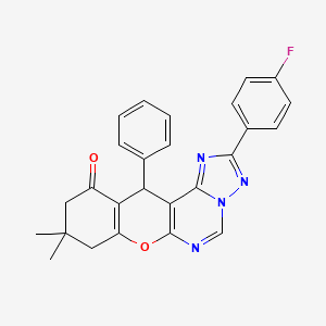 2-(4-fluorophenyl)-9,9-dimethyl-12-phenyl-8,9,10,12-tetrahydro-11H-chromeno[3,2-e][1,2,4]triazolo[1,5-c]pyrimidin-11-one