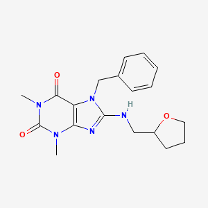 molecular formula C19H23N5O3 B10865351 7-benzyl-1,3-dimethyl-8-[(tetrahydrofuran-2-ylmethyl)amino]-3,7-dihydro-1H-purine-2,6-dione 