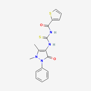 molecular formula C17H16N4O2S2 B10865367 N-[(1,5-dimethyl-3-oxo-2-phenyl-2,3-dihydro-1H-pyrazol-4-yl)carbamothioyl]thiophene-2-carboxamide 