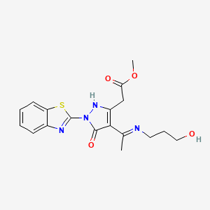 molecular formula C18H20N4O4S B10865371 methyl [(4Z)-1-(1,3-benzothiazol-2-yl)-4-{1-[(3-hydroxypropyl)amino]ethylidene}-5-oxo-4,5-dihydro-1H-pyrazol-3-yl]acetate 