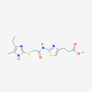 molecular formula C15H20N4O3S2 B10865381 methyl 3-[2-({[(5-ethyl-4-methyl-1H-imidazol-2-yl)sulfanyl]acetyl}amino)-1,3-thiazol-4-yl]propanoate 