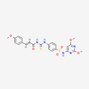 molecular formula C23H23N5O6S2 B10865389 (2E)-N-({4-[(2,6-dimethoxypyrimidin-4-yl)sulfamoyl]phenyl}carbamothioyl)-3-(4-methoxyphenyl)prop-2-enamide 