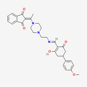 2-(1-{4-[2-({[4-(4-methoxyphenyl)-2,6-dioxocyclohexylidene]methyl}amino)ethyl]piperazin-1-yl}ethylidene)-1H-indene-1,3(2H)-dione