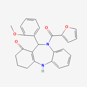 molecular formula C25H22N2O4 B10865405 10-(2-Furylcarbonyl)-11-(2-methoxyphenyl)-2,3,4,5,10,11-hexahydro-1H-dibenzo[B,E][1,4]diazepin-1-one 