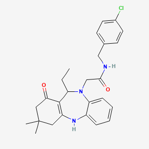 N-(4-chlorobenzyl)-2-(11-ethyl-3,3-dimethyl-1-oxo-1,2,3,4,5,11-hexahydro-10H-dibenzo[b,e][1,4]diazepin-10-yl)acetamide