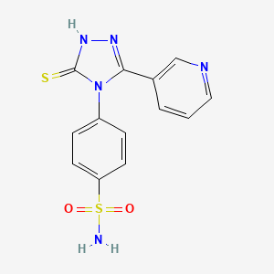 molecular formula C13H11N5O2S2 B10865455 4-[3-(pyridin-3-yl)-5-sulfanyl-4H-1,2,4-triazol-4-yl]benzenesulfonamide 