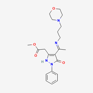 molecular formula C21H28N4O4 B10865470 methyl [(4Z)-4-(1-{[3-(morpholin-4-yl)propyl]amino}ethylidene)-5-oxo-1-phenyl-4,5-dihydro-1H-pyrazol-3-yl]acetate 