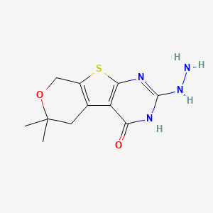 5-hydrazinyl-12,12-dimethyl-11-oxa-8-thia-4,6-diazatricyclo[7.4.0.02,7]trideca-1(9),2(7),5-trien-3-one