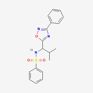 molecular formula C18H19N3O3S B10865494 N-[2-methyl-1-(3-phenyl-1,2,4-oxadiazol-5-yl)propyl]benzenesulfonamide 