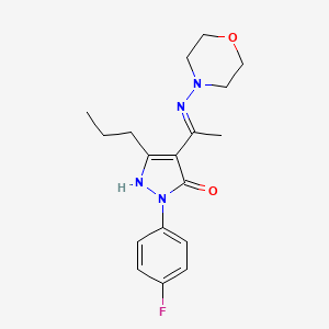 (4Z)-2-(4-fluorophenyl)-4-[1-(morpholin-4-ylamino)ethylidene]-5-propyl-2,4-dihydro-3H-pyrazol-3-one