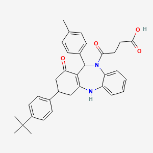 molecular formula C34H36N2O4 B10865505 4-[3-(4-tert-butylphenyl)-11-(4-methylphenyl)-1-oxo-1,2,3,4,5,11-hexahydro-10H-dibenzo[b,e][1,4]diazepin-10-yl]-4-oxobutanoic acid 