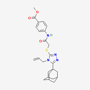 molecular formula C25H30N4O3S B10865552 Methyl 4-[(2-{[5-(1-adamantyl)-4-allyl-4H-1,2,4-triazol-3-YL]sulfanyl}acetyl)amino]benzoate 