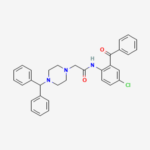 molecular formula C32H30ClN3O2 B10865616 N-[4-chloro-2-(phenylcarbonyl)phenyl]-2-[4-(diphenylmethyl)piperazin-1-yl]acetamide 